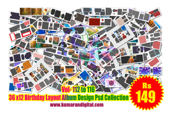 36 x12 Birthday Layout Album Design Psd Collection  Vol-112to116