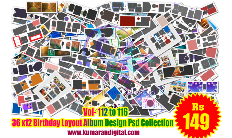 36 x 12 Birthday Layout Album Design Psd Collection Vol-112 to116