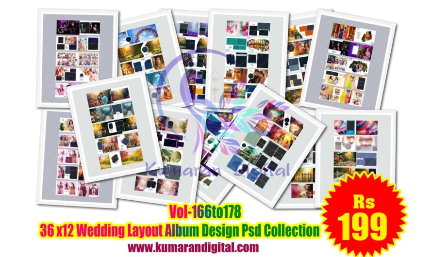 36 x12 Wedding Layout Album Design Psd Collection Vol-166to178